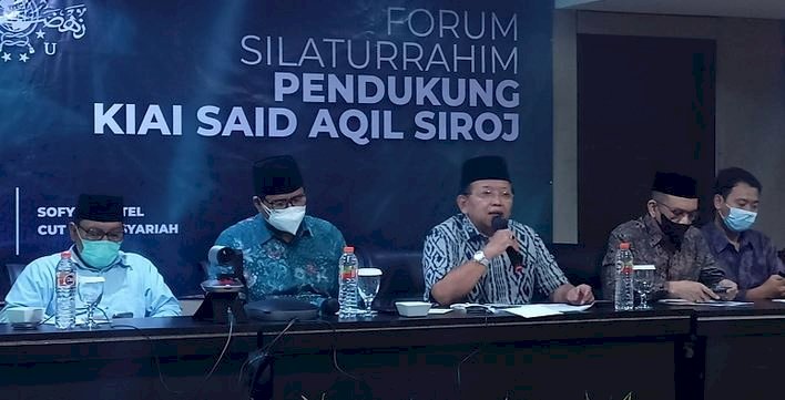 Anggota Forum Silaturahmi Pendukung Said Aqil Siroj, Ahmad Muqowwam dalam konferensi pers di Hotel Sofyan Cut Mutia, Menteng, Jakarta Pusat, Rabu (3/11)/RMOL