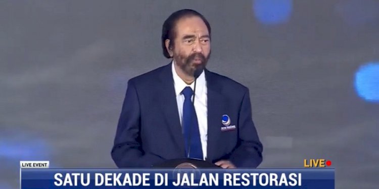 Surya Paloh saat mengklaim Partai Nasdem masih ingin Jokowi jadi Presiden di 2024/Repro