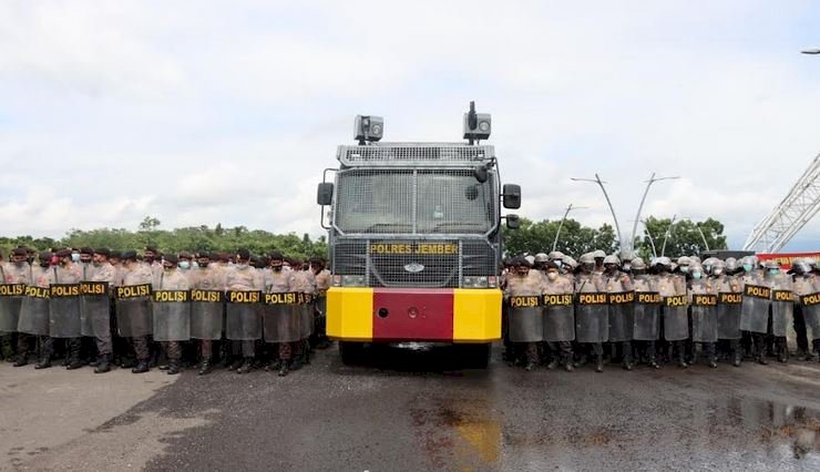 Personil Polri yang disiapkan untuk amankan Pilkades serentak di Kabupaten Jember/Ist