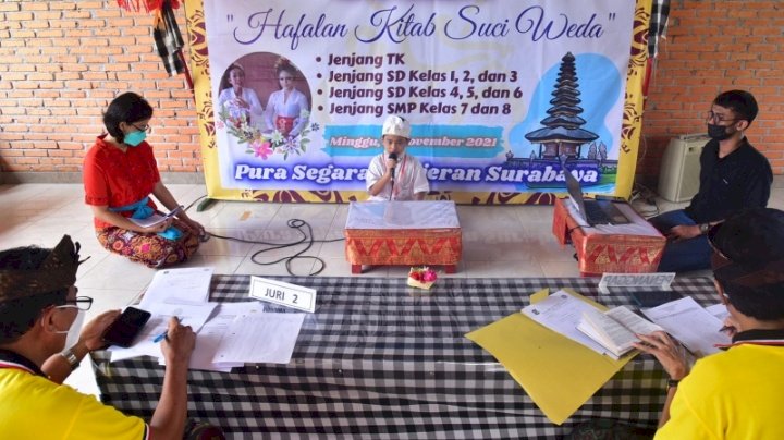 Siswa penghafal atau menguasai kitab suci bagi agama Hindu saat menjalani seleksi beasiswa/ist