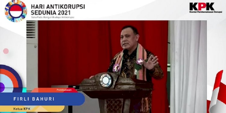 Ketua KPK Firli Bahuri saat memberikan sambutan pembukaan di rangkaian acara Hakordia 2021/Repro