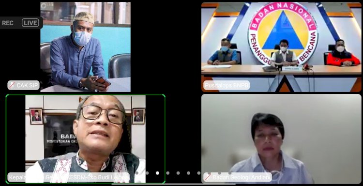 Suasana konferensi pers oleh BNPB melalui virtual/RMOLJatim