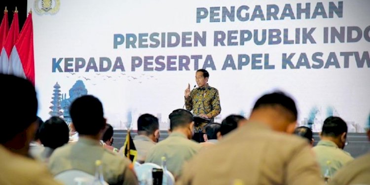 Presiden Jokowi saat memberikan pengarahan kepada Kasatwil tahun 2021/Net