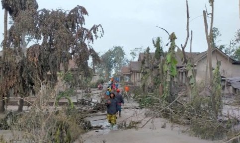 Abu vulkanik gunung Semeru menyelimuti perkampungan warga di Lumajang/Ist