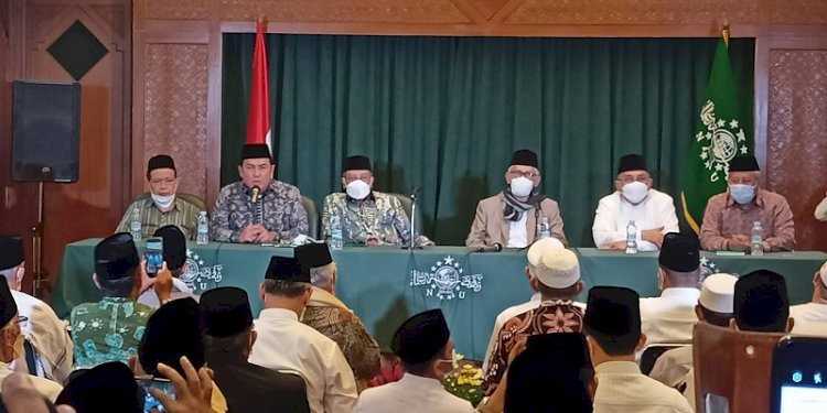 Ketum PBNU KH Said Aqil Siroj bersama Rais Aam PBNU, KH Mitftachul Akhyar dan Katib Aam PBNU KH Yahya Cholil Staquf/RMOL