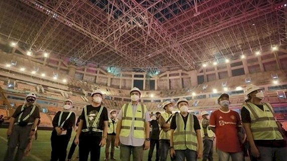 Gubernur DKI Jakarta, Anies Baswedan saat meninjau perkembangan pembangunan Jakarta International Stadium (JIS)/Net