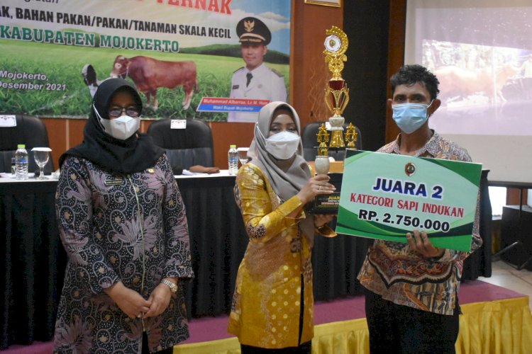 Penyerahan hadiah kontes ternak Dinas Pertanian Kabupaten Mojokerto /ist