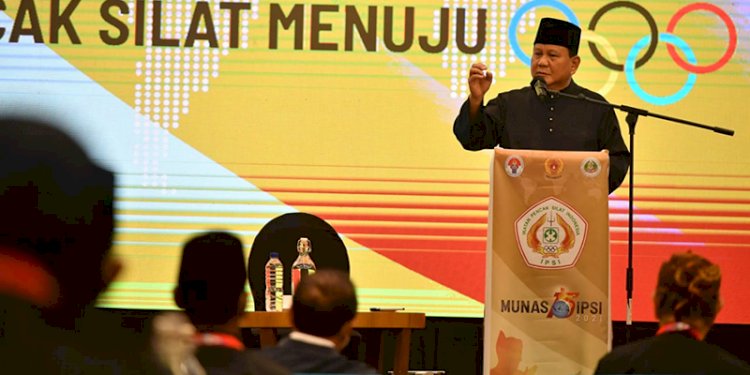 Prabowo Subianto saat menyampaikan pidato di Munas PB IPSI XV/Ist