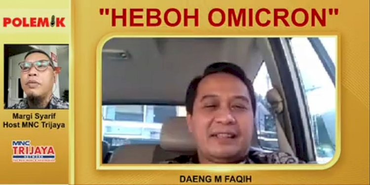 Ketua Umum PB IDI Daeng M Faqih saat menjadi narasumber dalam diskusi POLEMIK bertajuk "Heboh Omicron"/Repro