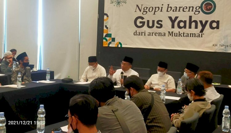 Calon Ketua Umum PBNU Yahya Cholil Staquf atau Gus Yahya di Hotel Novotel Lampung, Selasa (21/12)/RMOLLampng