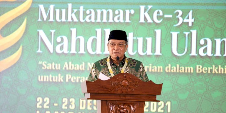 Ketum PBNU Said Aqil Siroj saat pidato pembukaan Muktamar 34 NU di Ponpes Darussa'adah, Gunungsugih, Lampung Tengah/RMOL