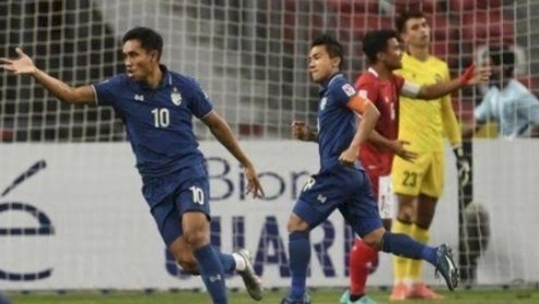 Thailand merayakan gol ke gawang Indonesia/ net