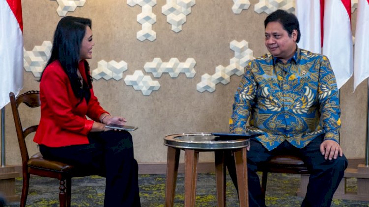 Menteri Koordinator bidang Perekonomian Airlangga Hartarto di acara Indonesia Business Forum TV One, Selasa malam, 29 Desember 2021./Repro