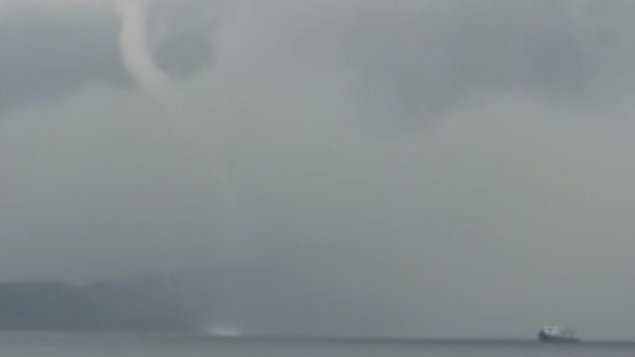 Fenomena waterspout atau puting beliung di perairan Selat Bali/repro