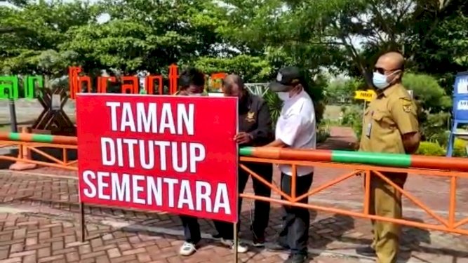 DLHKP Kota Kediri menutup taman kota