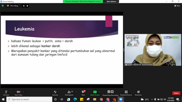 dr. Een Hendarsih, SpPD-KHOM dalam acara webinar/ist