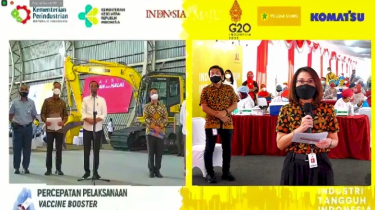 Perwakilan PT HM Sampoerna Tbk, Cicilia Tri Sulistyawati dalam acara kick off vaksinasi dosis ketiga untuk sektor industri melalui vidcon dengan Presiden/ist