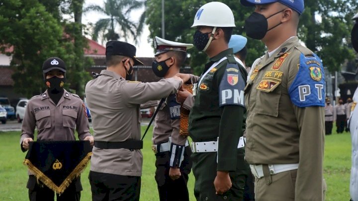 Suasana apel di Mapolres Bondowoso/ist