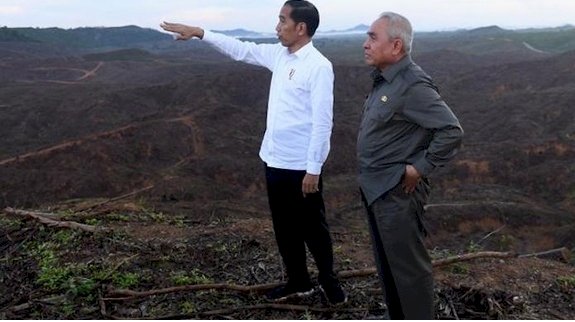 Presiden Joko Widodo saat meninjau lokasi ibukota baru/Net