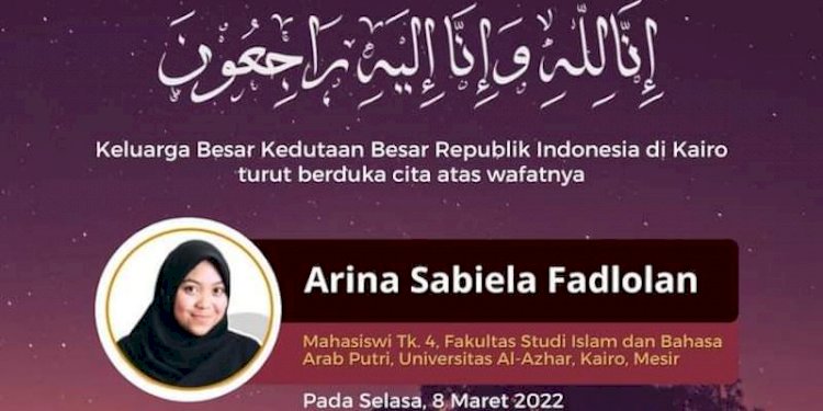 Ucapan belasungkawa Kedutaan Besar Republik Indonesia (KBRI) di Kairo atas korban jiwa kecelakaan tunggal WNI di Kairo/Net