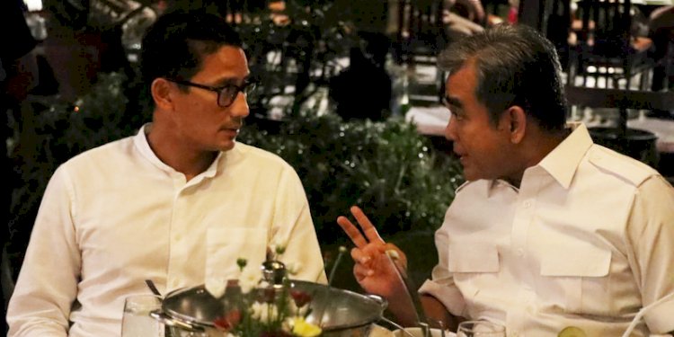 Menteri Pariwisata dan Ekonomi Kreatif, Sandiaga Salahuddin Uno dan Sekretaris Jenderal Partai Gerindra Ahmad Muzani/Net