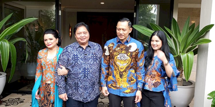 Agus Harimurti Yudhoyono saat menyambangi Airlangga Hartarto di rumah dinasnya Jalan Widya Chandra/Ist