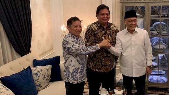 Tiga pimpinan partai saat membentuk Koalisi Bersatu/Net
