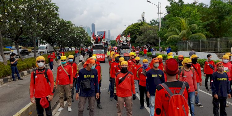 Aksi demonstrasi buruh/Net