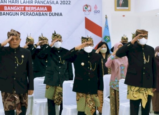 Wali Kota Malang, H. Sutiaji beserta Seluruh Jajarannya saat Mengikuti Upacara Peringatan Hari Lahir Pancasila/Ist