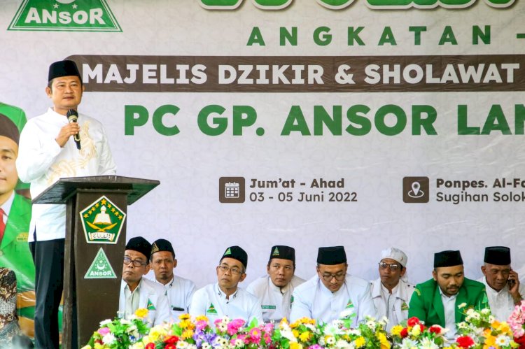  Bupati Lamongan Yuhronur  Efendi Saat Menghadiri Dirosah Kader ULA Angkatan II Riyalul Ansor PC GP Lamongan