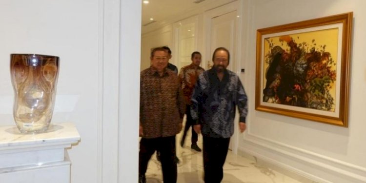 Ketua Majelis Tinggi Partai Demokrat, Susilo Bambang Yudhoyono (SBY) bersama Ketua Umum Partai Nasdem, Surya Paloh/Net