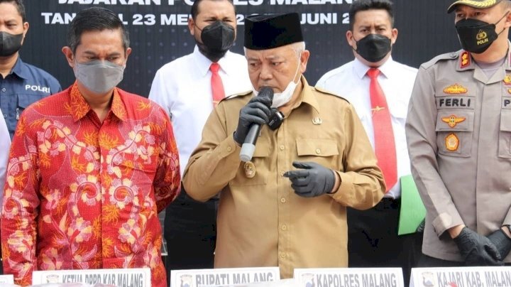 Bupati Malang, H.M. Sanusi Mengenakan Peci Hitam beserta Jajaran Forkopimda Kabupaten Malang/Ist