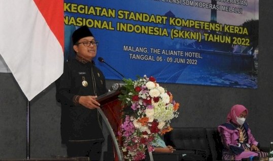 Wali Kota Malang, H Sutiaji saat memberikan sambutan di kegiatan SKKNI/Ist