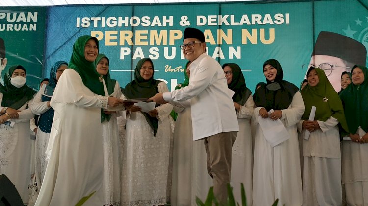 Muhaimin Iskandar ketika mendapat menerima dukungan dari Perempuan NU Pasuruan/RMOLJatim