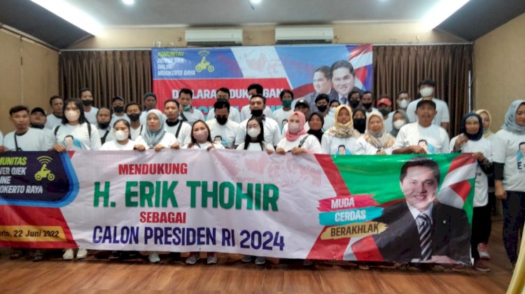 Driver Ojol se-Mojokerto raya deklarasi dukung Erick Thohir sebagai Capres 2024/Ist