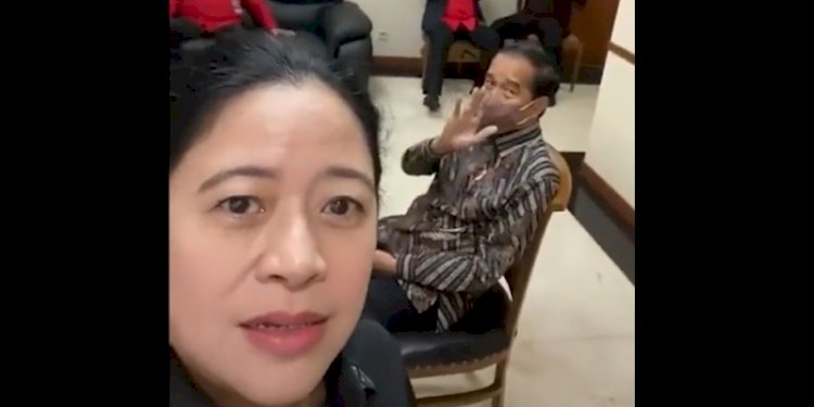 Ketua DPP PDIP Puan Maharani merekam pertemuan Presiden Jokowi dan Megawati Soekarnoputri/Repro