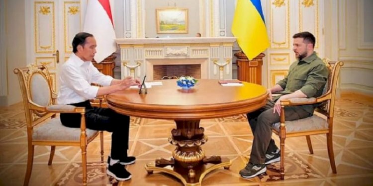 Presiden Joko Widodo saat bertemu dengan Presiden Ukraina Volodymyr Zelensky/Net