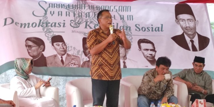Ketua Umum Konfederasi Serikat Pekerja Seluruh Indonesia (KSPSI), Mohammad Jumhur Hidayat dalam acara Sarasehan Kebangsaan bertema "Demokrasi dan Keadilan Sosial"/RMOL