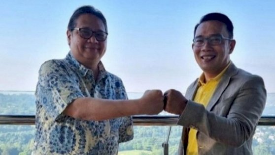 Ketua Umum Partai Golkar, Airlangga Hartarto dan Gubernur Jawa Barat, Ridwan Kamil/Net