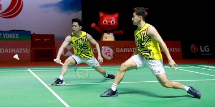 Pasangan ganda putra Indonesia Marcus Fernaldi Gideon/Kevin Sanjaya/Repro