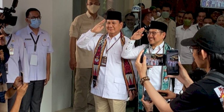 Prabowo Subianto dan Abdul Muhaimin Iskandar saat mendaftarkan partainya ke KPU RI/RMOL