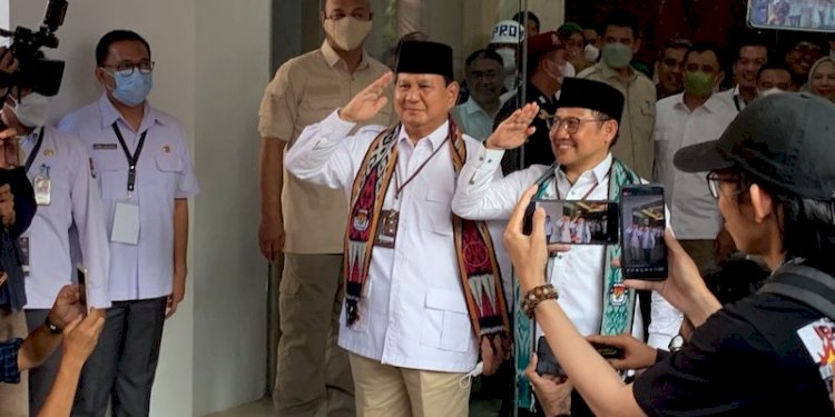 Ketua Umum Partai Gerindra Prabowo Subianto dan Ketum PKB Cak Imin saat mendaftar bersama di KPU RI/RMOL