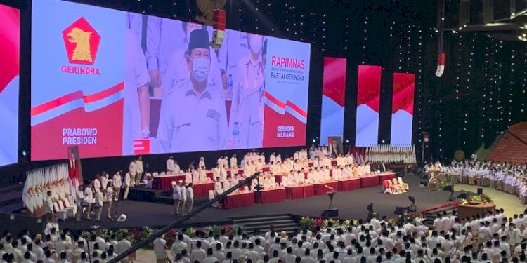 Ketua Umum Gerindra Prabowo Subianto di acara Rapat Pimpinan Nasional (Rapimnas) Gerindra di Sentul International Convention Center (SICC) Sentul, Bogor, Jawa Barat/Net