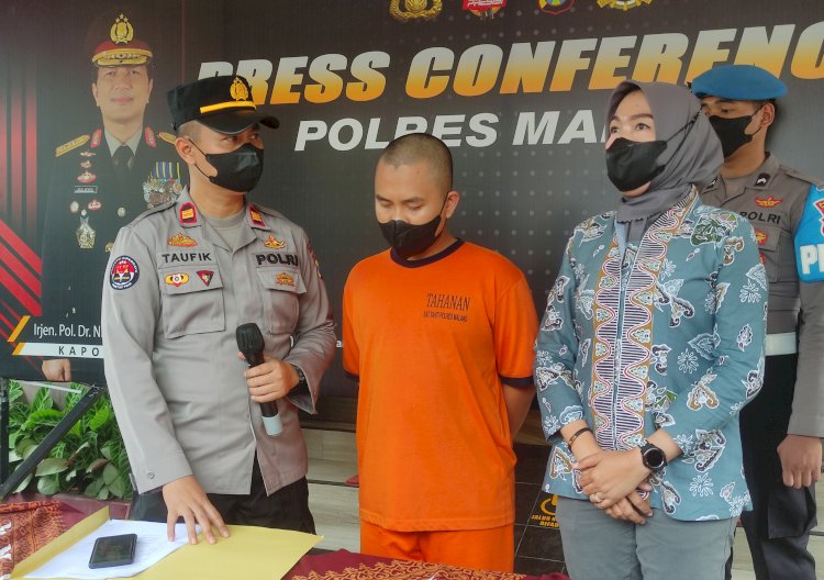 MR (22) tersangka pelaku pencabulan anak di bawah umur di Mapolres Malang/RMOLJatim