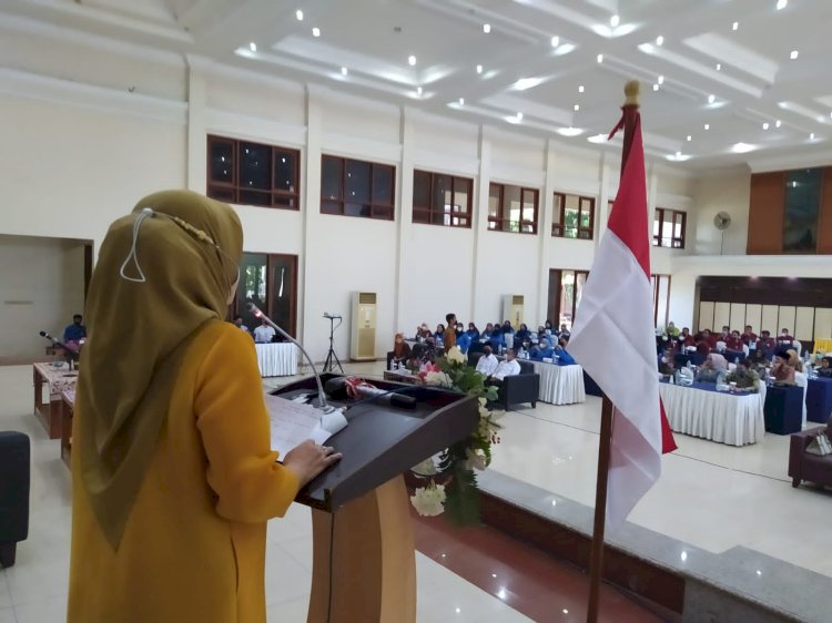 Hj Haeny Relawati Rini Widyastuti saat sosialisai empat pilar kebangsaan di Tuban/RMOLJatim