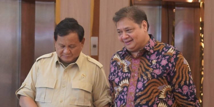 Menteri Koordinator Bidang Perekonomian, Airlangga Hartarto dan Menteri Pertahanan Prabowo Subianto/Ist