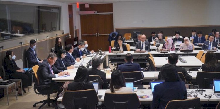 Pertemuan para menlu ASEAN di sela-sela Sidang Majelis Umum ke-77 PBB di New York, Amerika Serikat pada 22 September 2022/Net