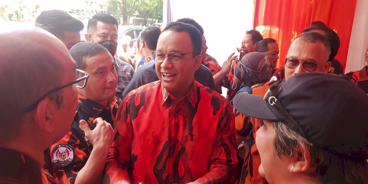 Anies Baswedan usai dikukuhkan sebagai anggota Pemuda Pancasila/RMOL