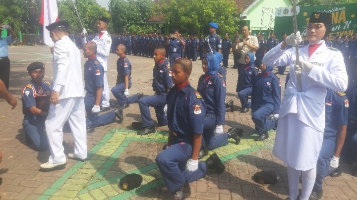 Prosesi pelantikan Taruna SMKN 1 Mejayan /RMOLJatim