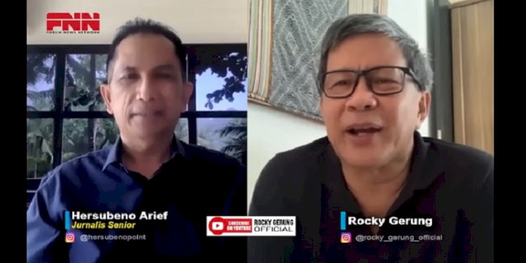 Wartawan senior Hersubeno Arief dan pengamat politik Rocky Gerung/Repro